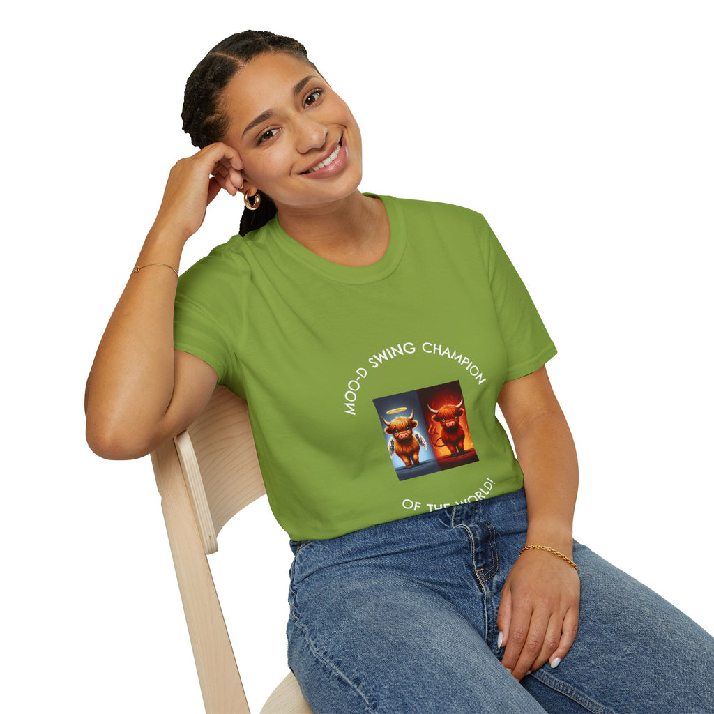 Highland Cow Mood Swings Tee - Holy Cow, Hell No, Fun Shirt, Cow Lover Gift,