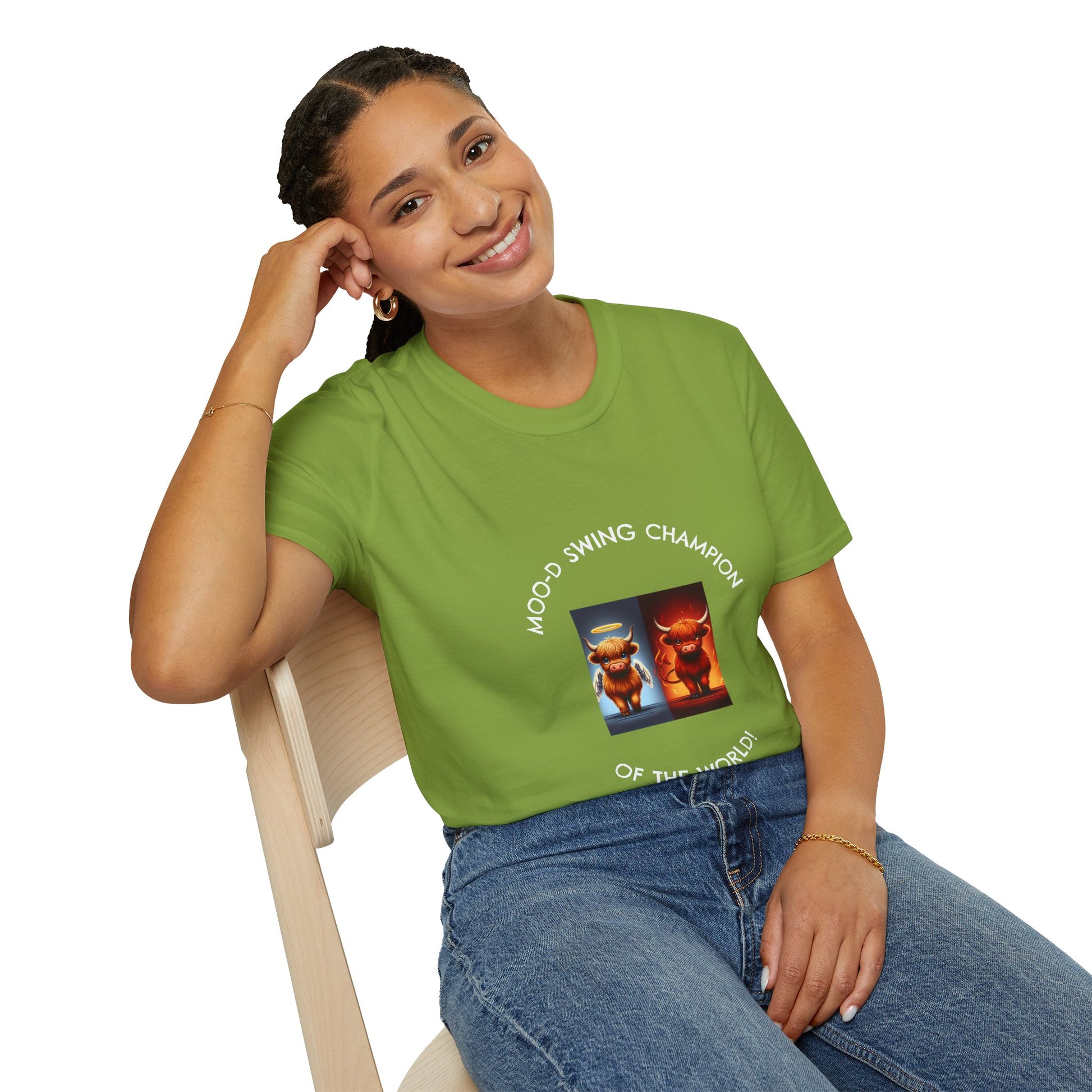 Highland Cow Mood Swings Tee - Holy Cow, Hell No, Fun Shirt, Cow Lover Gift,