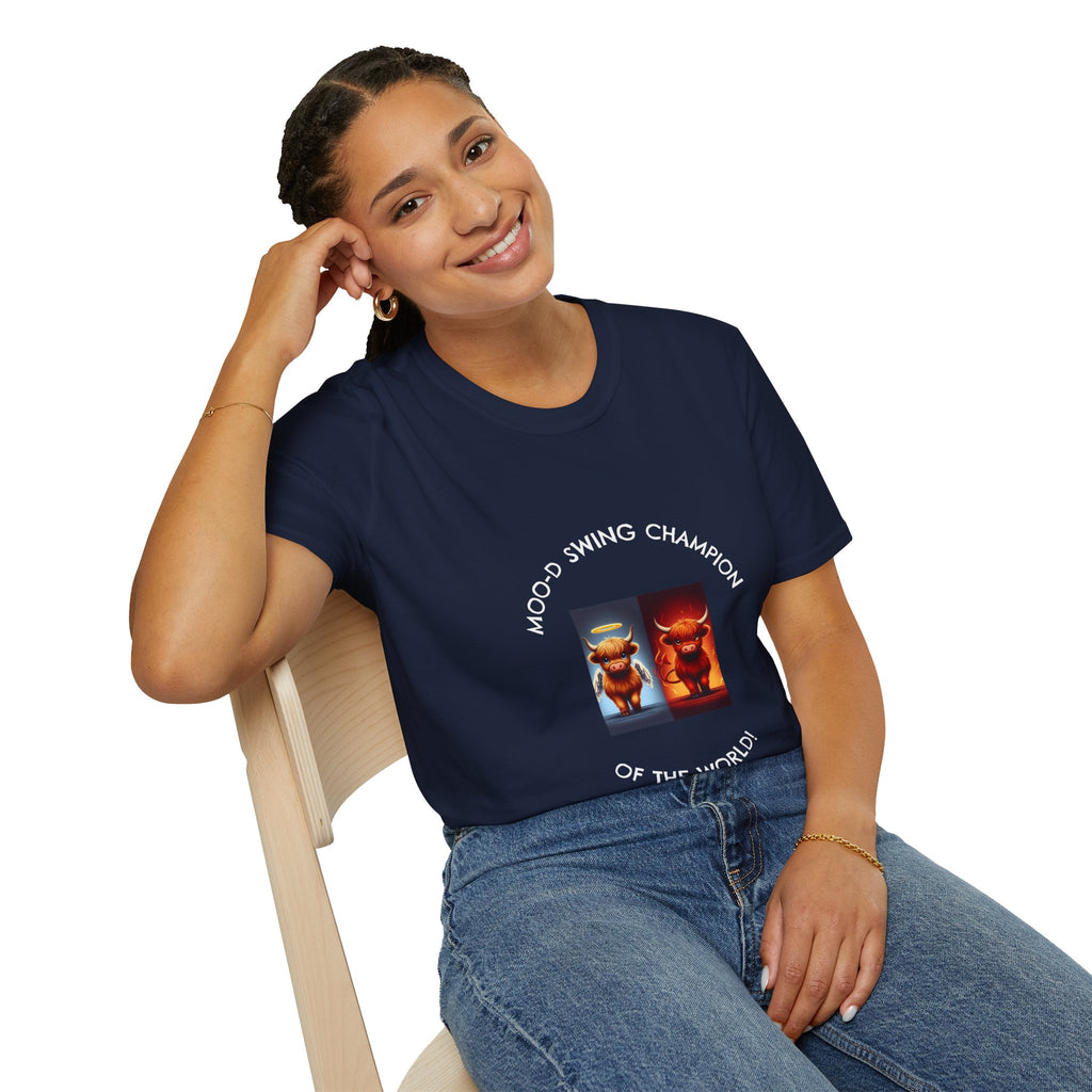 Highland Cow Mood Swings Tee - Holy Cow, Hell No, Fun Shirt, Cow Lover Gift,
