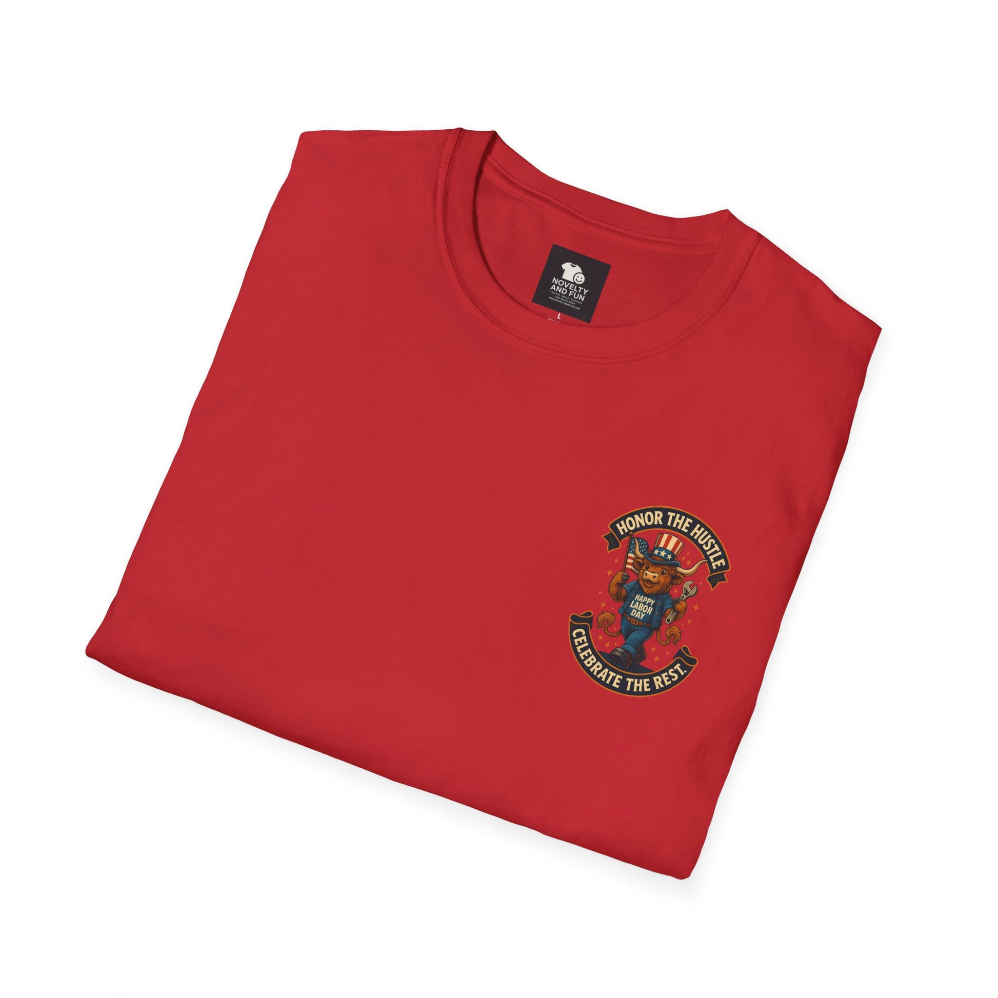Celebrate Labor Day with Our Happy Highland Cow T-Shirt Front and Back!