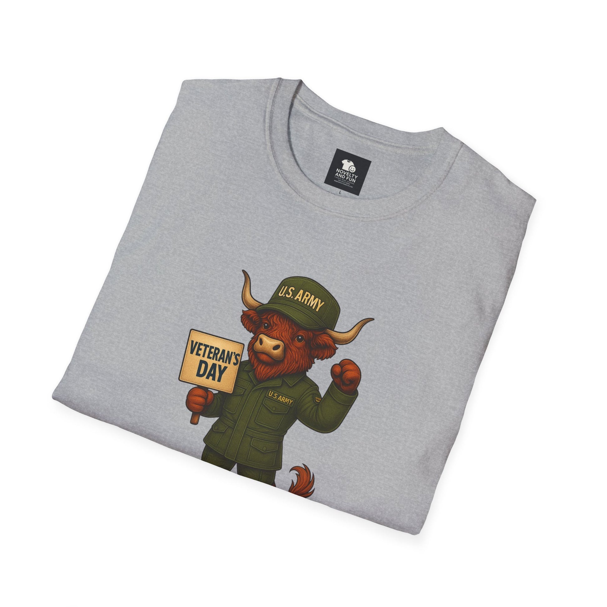 Veteran's Day Army Highland Cow T-Shirt