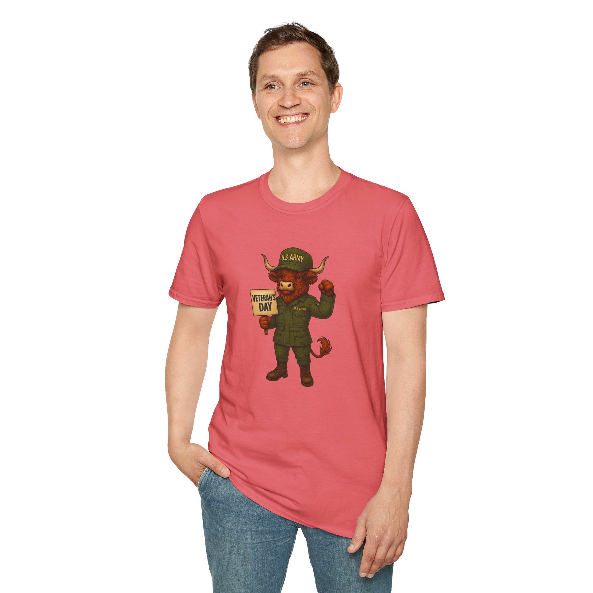 Veteran's Day Army Highland Cow T-Shirt