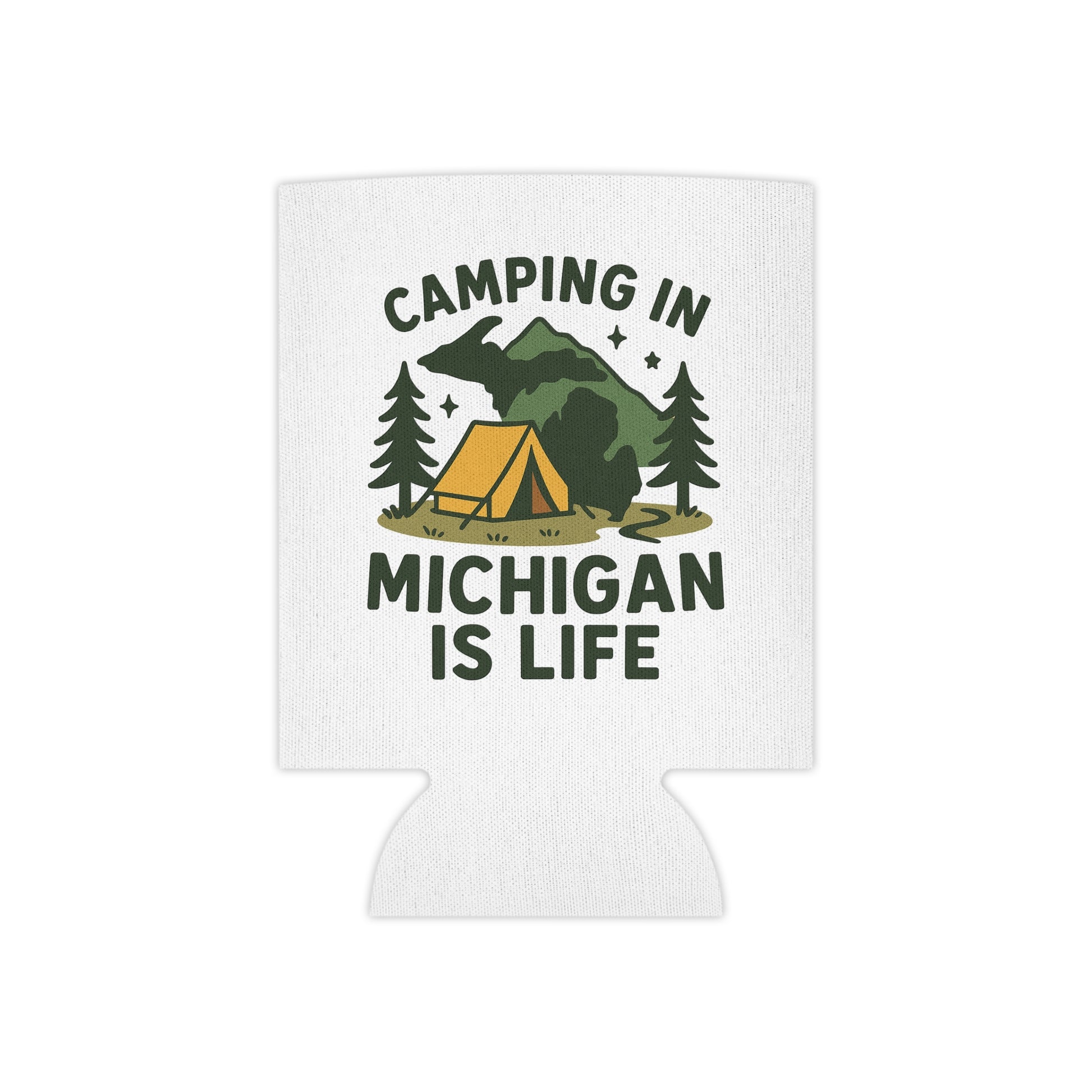Camping Can Cooler, Michigan Camping Gift, Outdoor Beverage Holder, Summer BBQ Coolie, Hiking Party Accessories, Adventure Gear