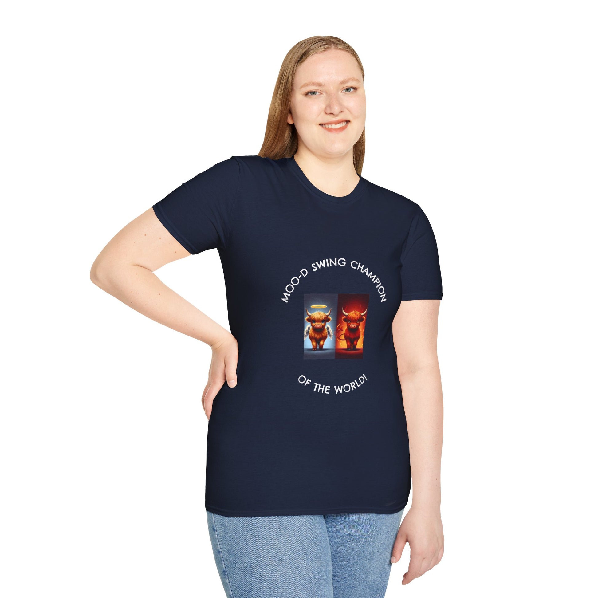 Highland Cow Mood Swings Tee - Holy Cow, Hell No, Fun Shirt, Cow Lover Gift,