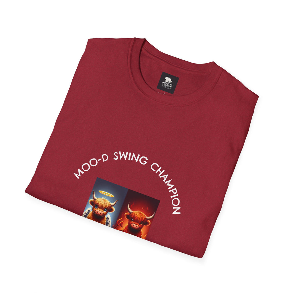 Highland Cow Mood Swings Tee - Holy Cow, Hell No, Fun Shirt, Cow Lover Gift,