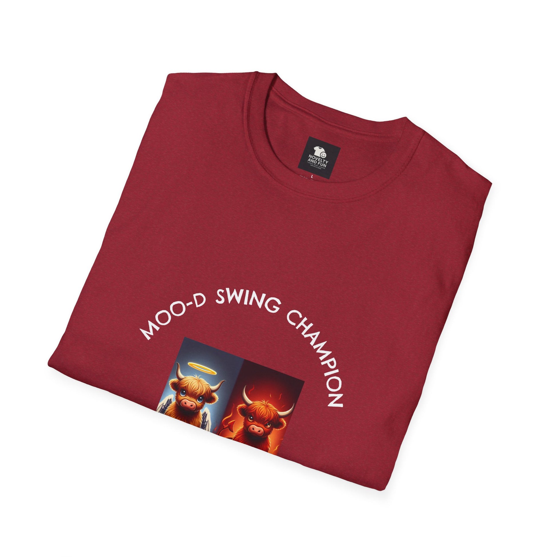 Highland Cow Mood Swings Tee - Holy Cow, Hell No, Fun Shirt, Cow Lover Gift,