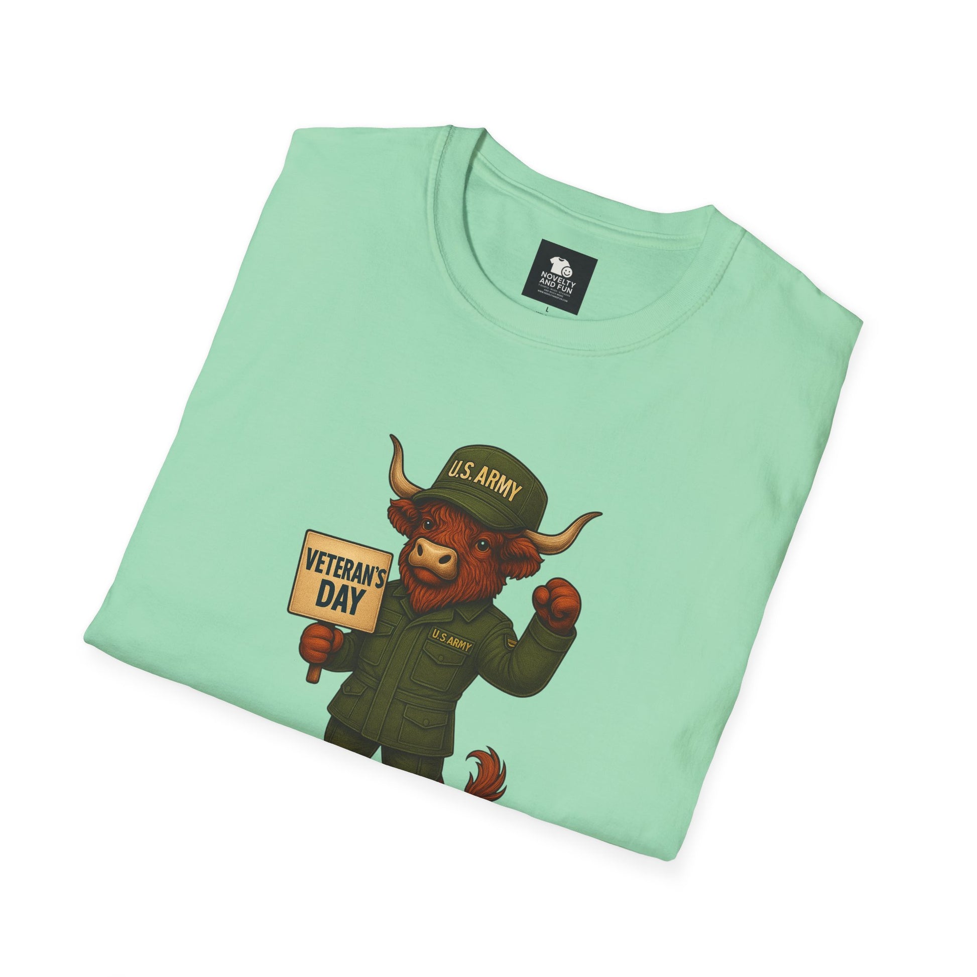 Veteran's Day Army Highland Cow T-Shirt