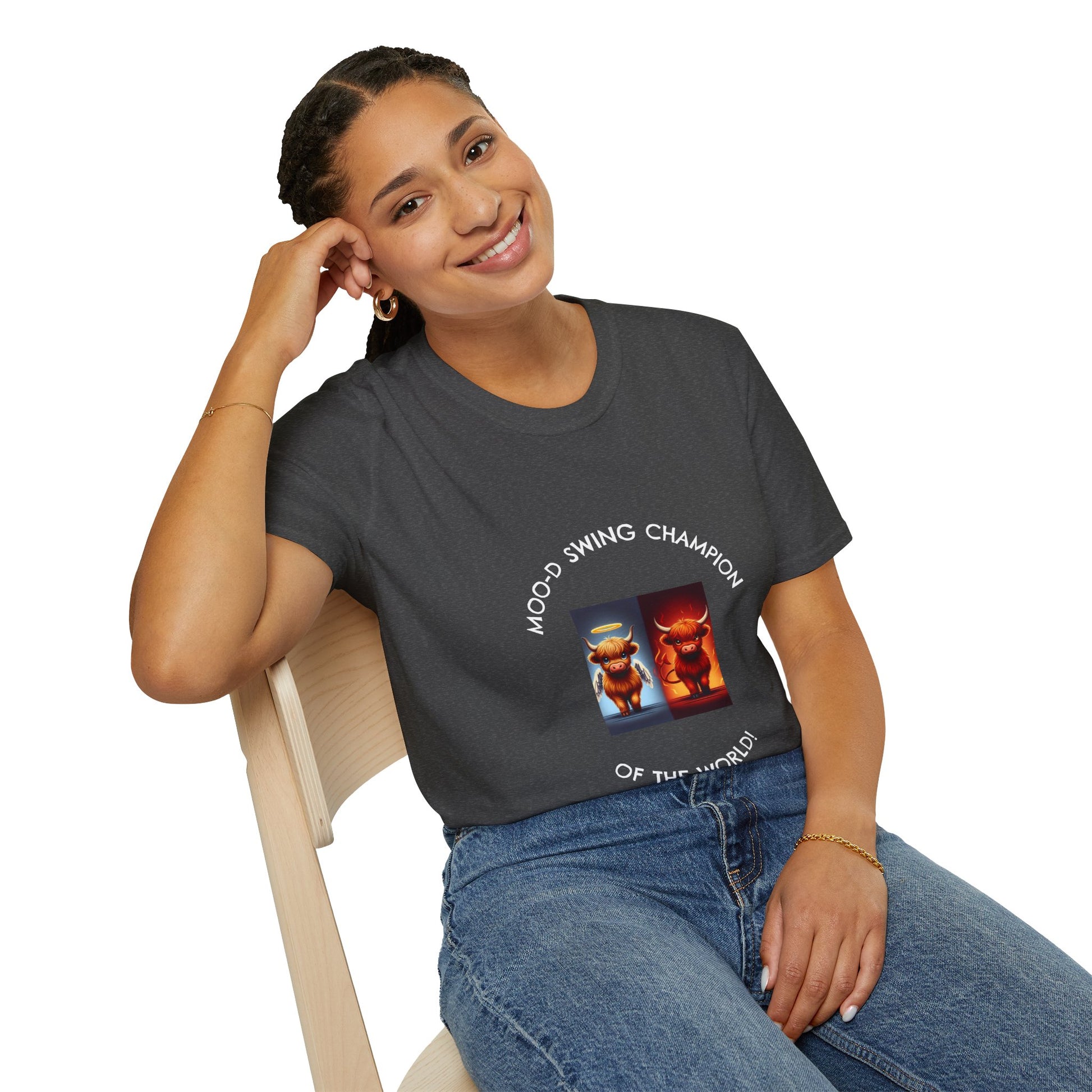 Highland Cow Mood Swings Tee - Holy Cow, Hell No, Fun Shirt, Cow Lover Gift,