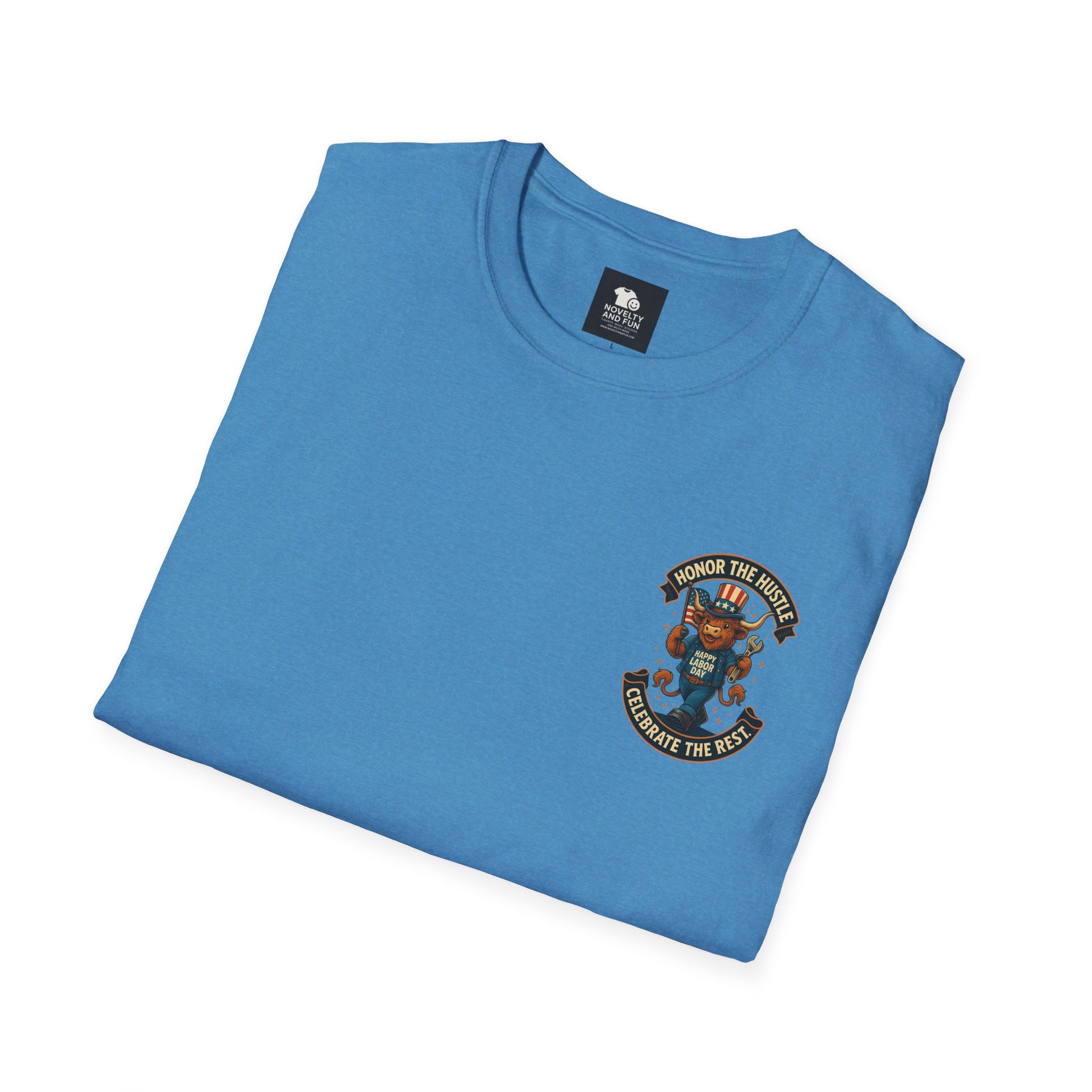 Celebrate Labor Day with Our Happy Highland Cow T-Shirt Front and Back!