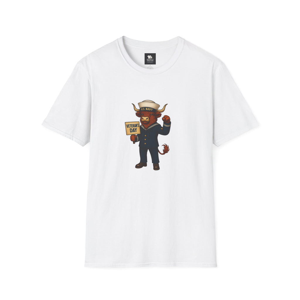 Veteran's Day Navy Highland Cow T-Shirt