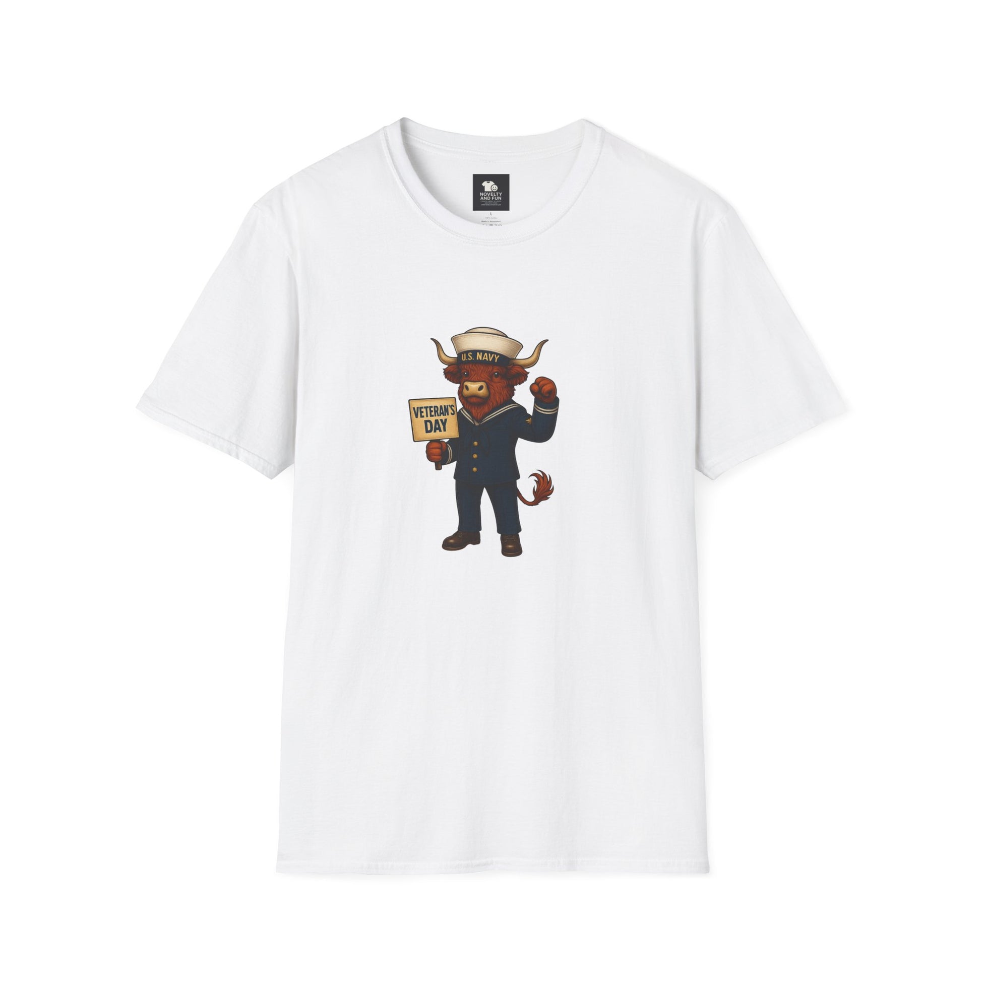 Veteran's Day Navy Highland Cow T-Shirt