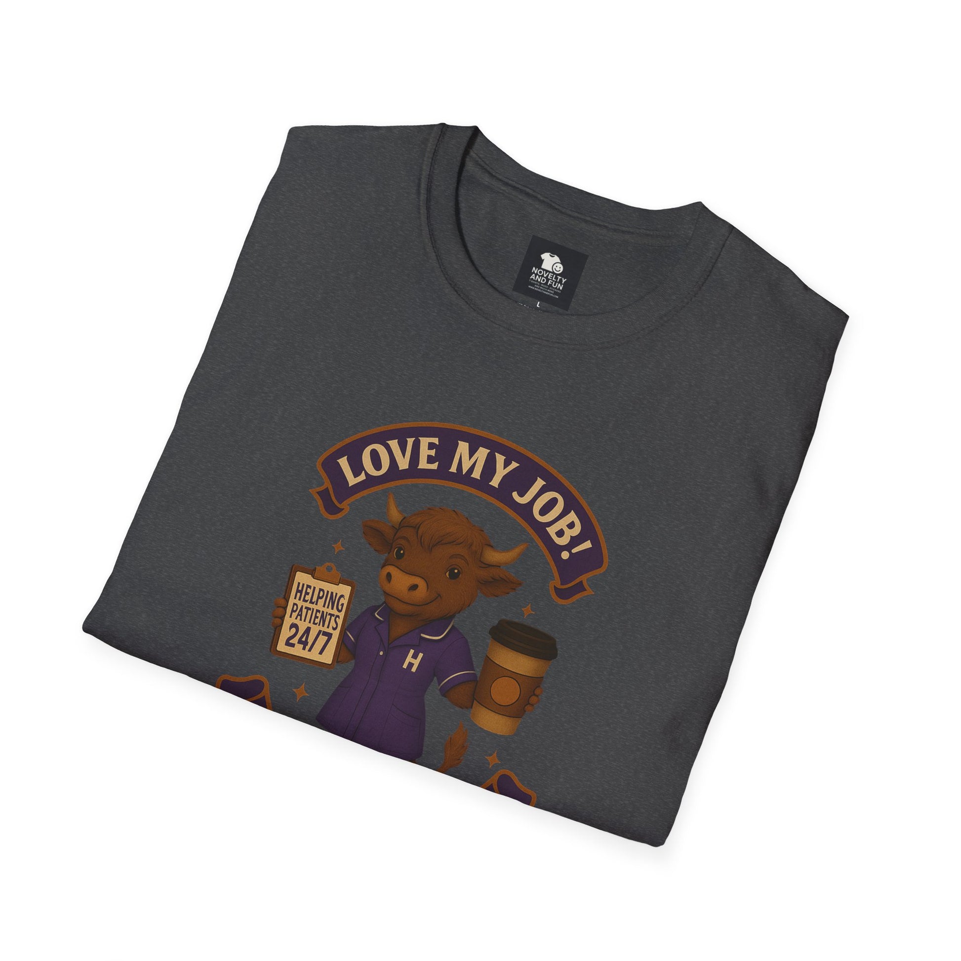 HCA Coffee Lover's Unisex T-Shirt, Funny Highland Cow Design