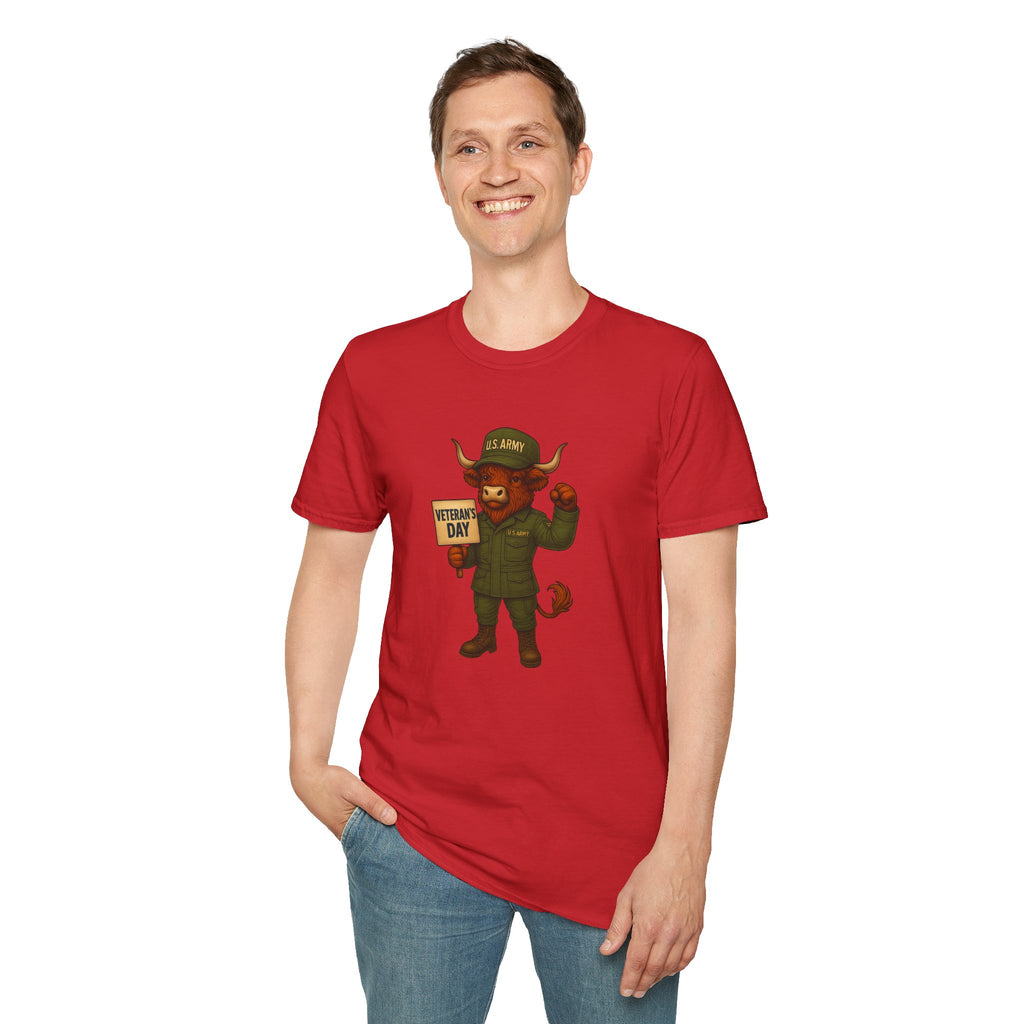 Veteran's Day Army Highland Cow T-Shirt
