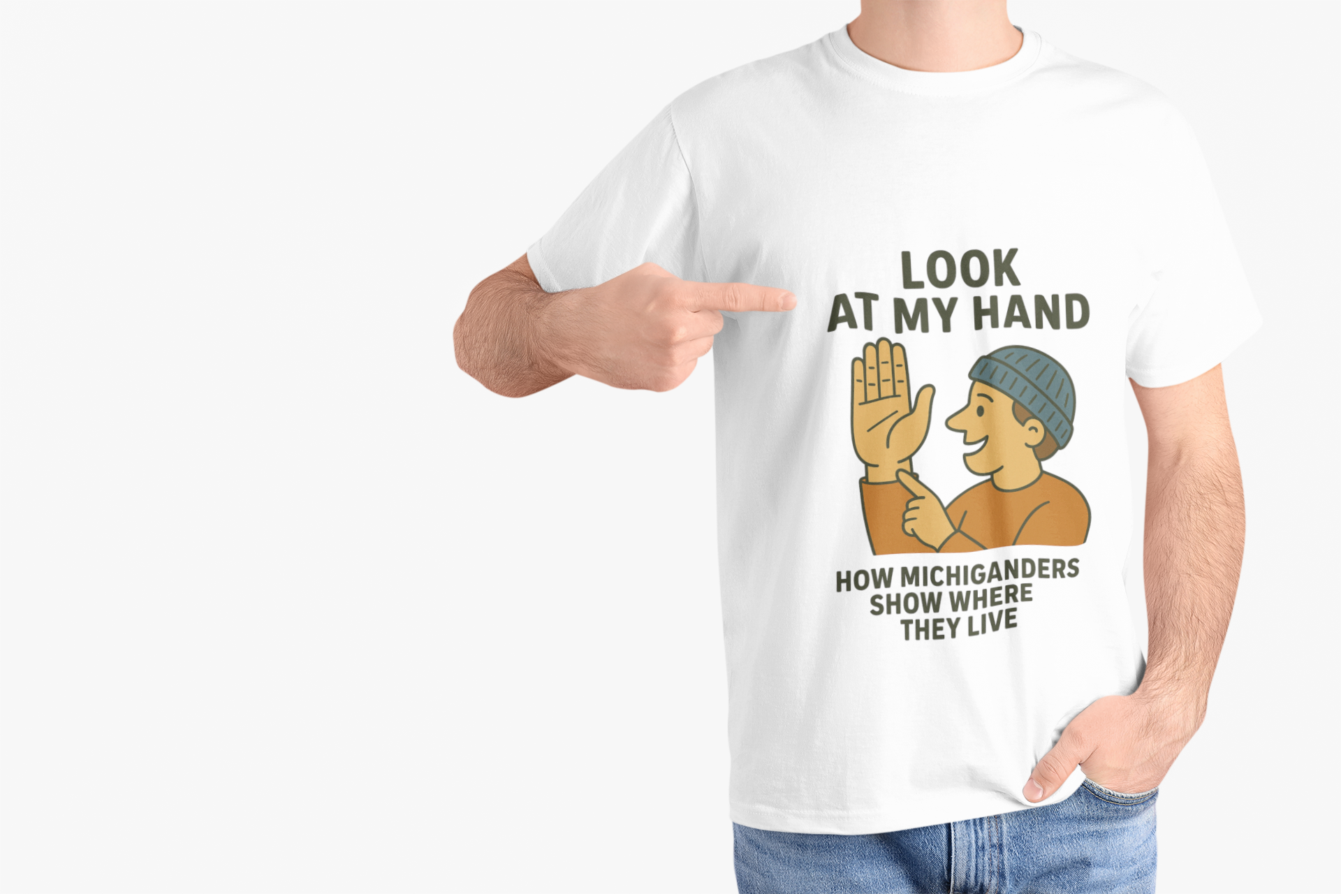 Michigan How to Show Where You Live T-Shirt, Funny Graphic Tee, Unique Gift