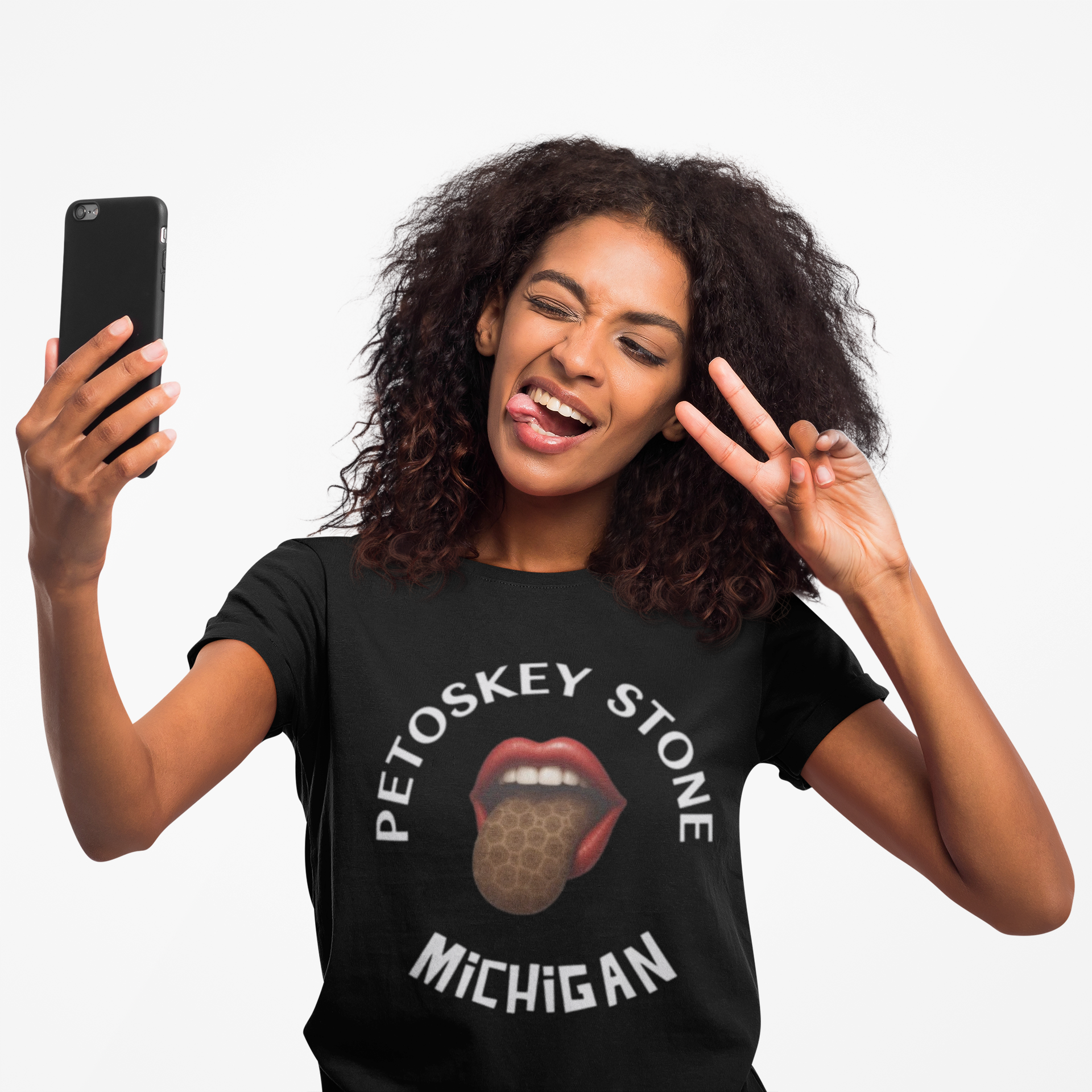 Graphic Tee with Petoskey Stone Licker! Michigan Lake Style