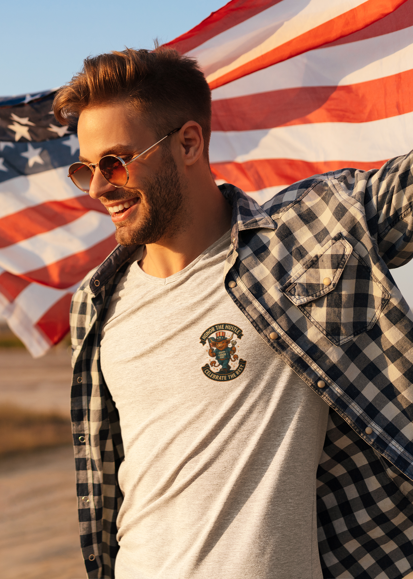 Celebrate Labor Day with Our Happy Highland Cow T-Shirt Front and Back!