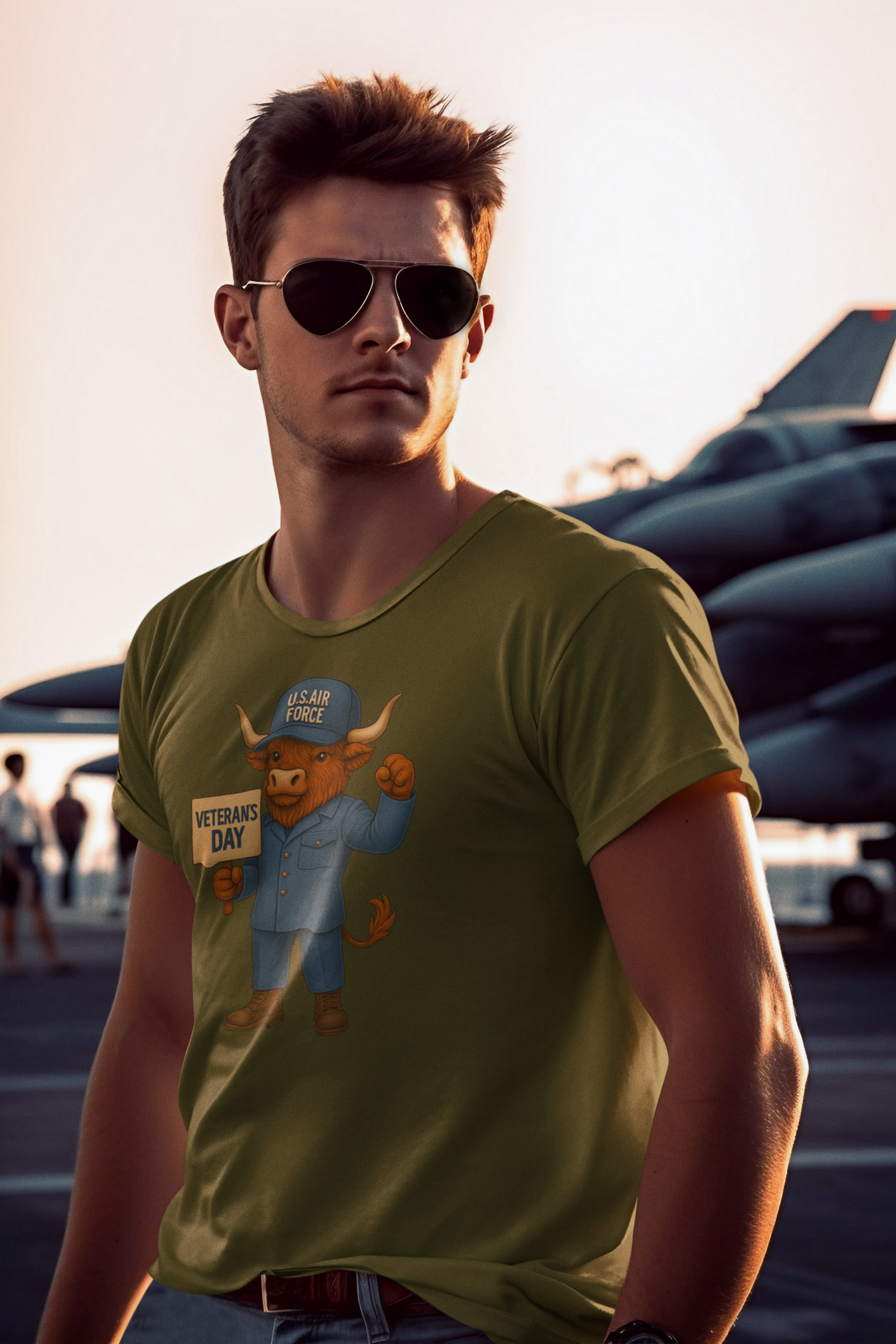 Air Force Veteran's Day Highland Cow T-Shirt