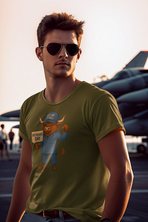 Air Force Veteran's Day Highland Cow T-Shirt
